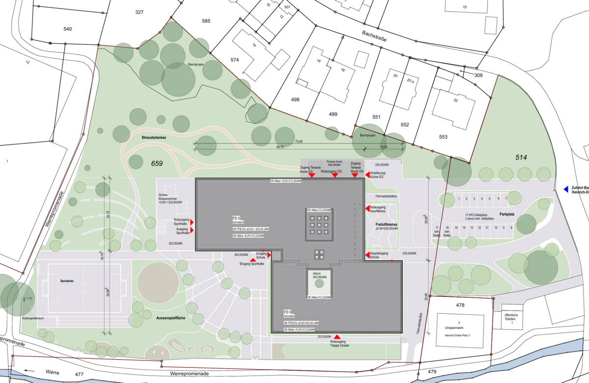 Lageplan der neuen Grundschule Bad Meinberg
